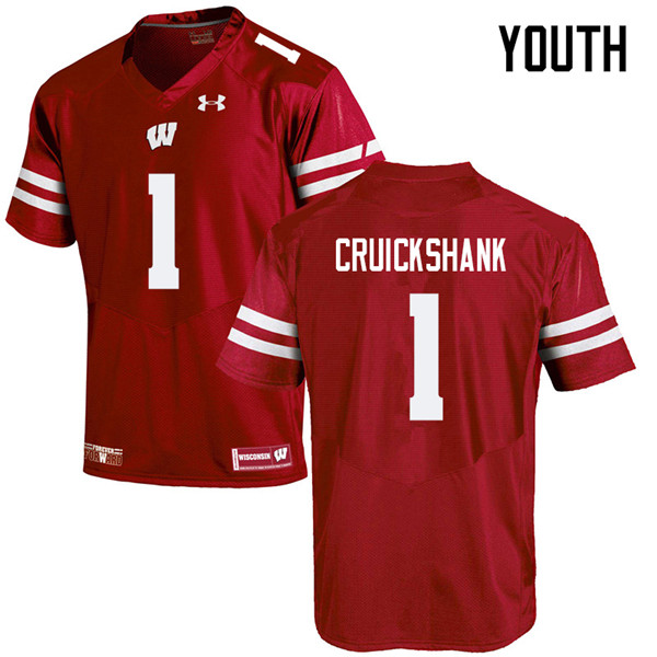 Youth #1 Aron Cruickshank Wisconsin Badgers College Football Jerseys Sale-Red - Click Image to Close